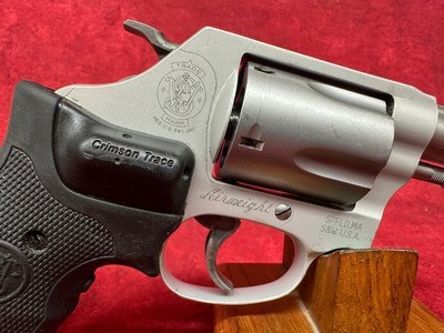 Smith & Wesson 637 w/Laser J-Frame 38 Special +P 5 Shot 1.88" Stainless Steel Barrel, Black Crimson Trace Laser grip (163052) - Image 2 of 9