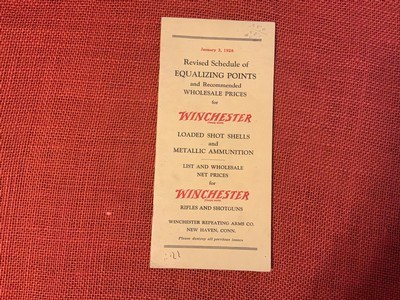 WINCHESTER 1928 AMMUNITION PRICE LIST
