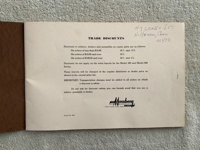 MOSSBERG COMPONENTS PARTS LIST-1964 - Image 5 of 10