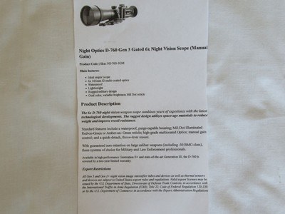 Night Optics D-760 Gen 3 Night Vision Scope - Image 10 of 10