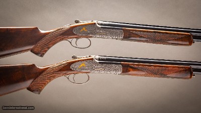 Charles Boswell 28 gauge matched pair of Round Body pinless sidelock ejector over & unders