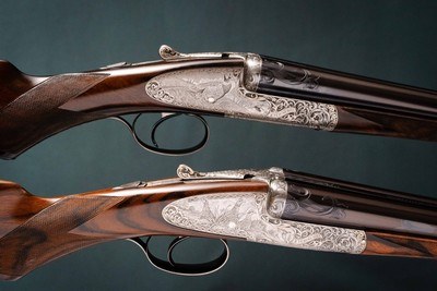 E.J Churchill 20 gauge pair of Deluxe Round Action side by sides
