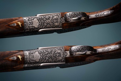 Fabbri Deluxe Composed Pair of 12 gauge Sidelock Ejector Over & Under Shotguns with 28 & 31 inch barrels.  - Image 4 of 6