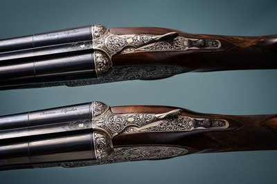 Kemen Imperial Pair of Deluxe Model 12 gauge Sideplate , removable trigger lock side by side shotguns  - Image 3 of 6