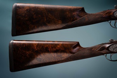 Kemen Imperial Pair of Deluxe Model 12 gauge Sideplate , removable trigger lock side by side shotguns  - Image 5 of 6