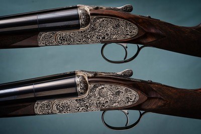Kemen Imperial Pair of Deluxe Model 12 gauge Sideplate , removable trigger lock side by side shotguns  - Image 2 of 6