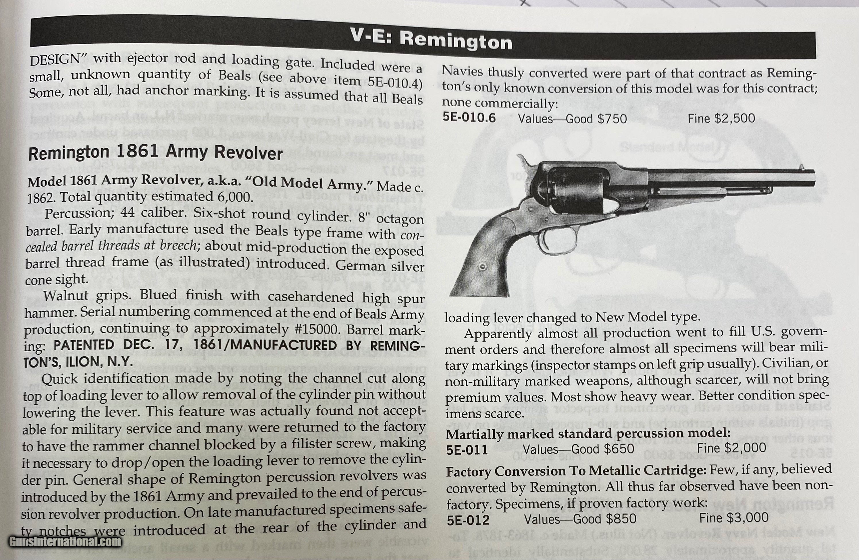 Civil War Remington 1861 Old Model Army 44 Conversion Revolver ...