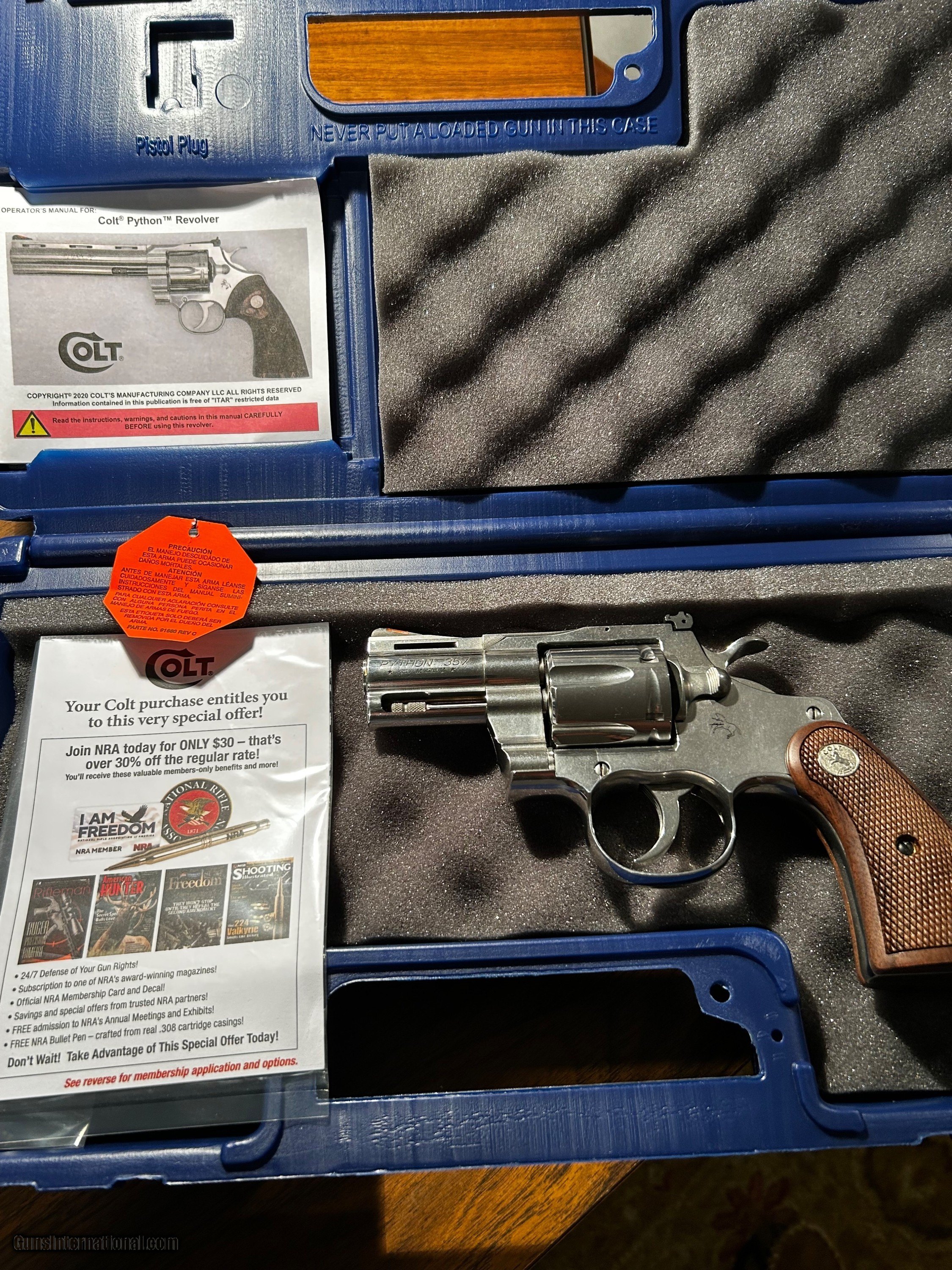 Colt Python 2.5 inch Stainless Unfired 357 Mag for sale