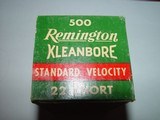 Full brick of Remington Kleanbore Standard Velocity .22 short, 10 boxes of 50 rounds - 6 of 7