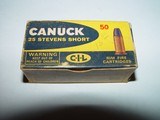 50 Rounds of Canuck .25 Stevens Short Rim Fire Cartridges - 1 of 6