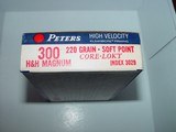 New Old Stock Peters Kleanbore .300 H&H Magnum Ammunition, 220 Grain Soft Point - 1 of 2