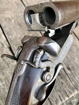 FINE, UNIQUE and PUBLISHED ENGRAVED W. W. GREENER DOUBLE 8 BORE DAMASCUS HAMMER SIDELEVER SNAP ACTION ANTI-AIRCRAFT (i.e., DUCK) GUN - 5 of 13