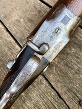 FINE, UNIQUE and PUBLISHED ENGRAVED W. W. GREENER DOUBLE 8 BORE DAMASCUS HAMMER SIDELEVER SNAP ACTION ANTI-AIRCRAFT (i.e., DUCK) GUN - 4 of 13