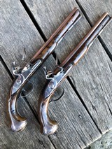 VERY GOOD PAIR OF EARLY STERLING SILVER MOUNTED WOGDON OFFICERS' OR HOLSTER PISTOLS - 1 of 11