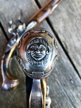 VERY GOOD PAIR OF EARLY STERLING SILVER MOUNTED WOGDON OFFICERS' OR HOLSTER PISTOLS - 2 of 11