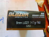 CCi 9MMBrass case 147 grain FMJ in 50 rd boxes Blazer - 2 of 3