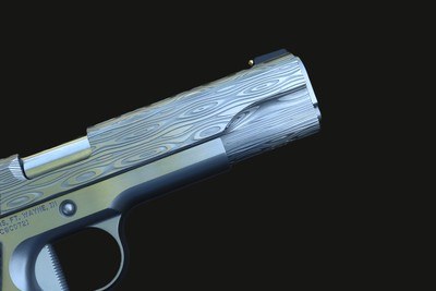 Cabot Guns Damascus Ladder Deluxe .45 ACP w/Mammoth Tooth Grips & Knife - Image 4 of 12