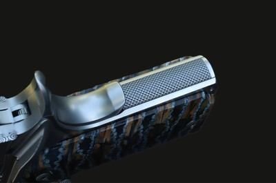 Cabot Guns Damascus Ladder Deluxe .45 ACP w/Mammoth Tooth Grips & Knife - Image 10 of 12