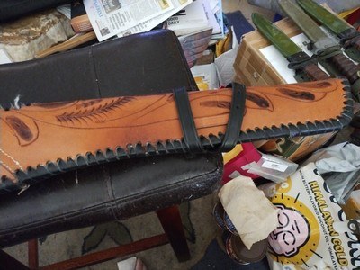 Tooled leather carbine scabbard - Image 2 of 6