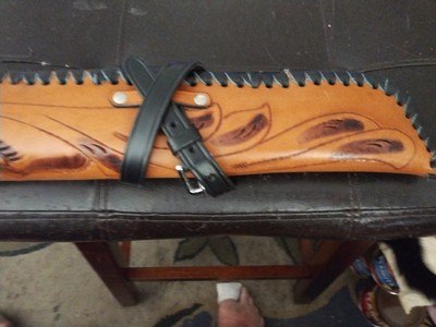 Tooled leather carbine scabbard - Image 5 of 6