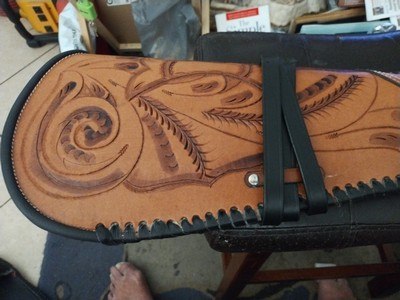 Tooled leather carbine scabbard - Image 1 of 6