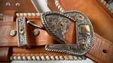 SPECIAL PAIR PLUS CUSTOM HOLSTER, Uberti, .45 LC, Gold Coins in Grips - 4 of 11