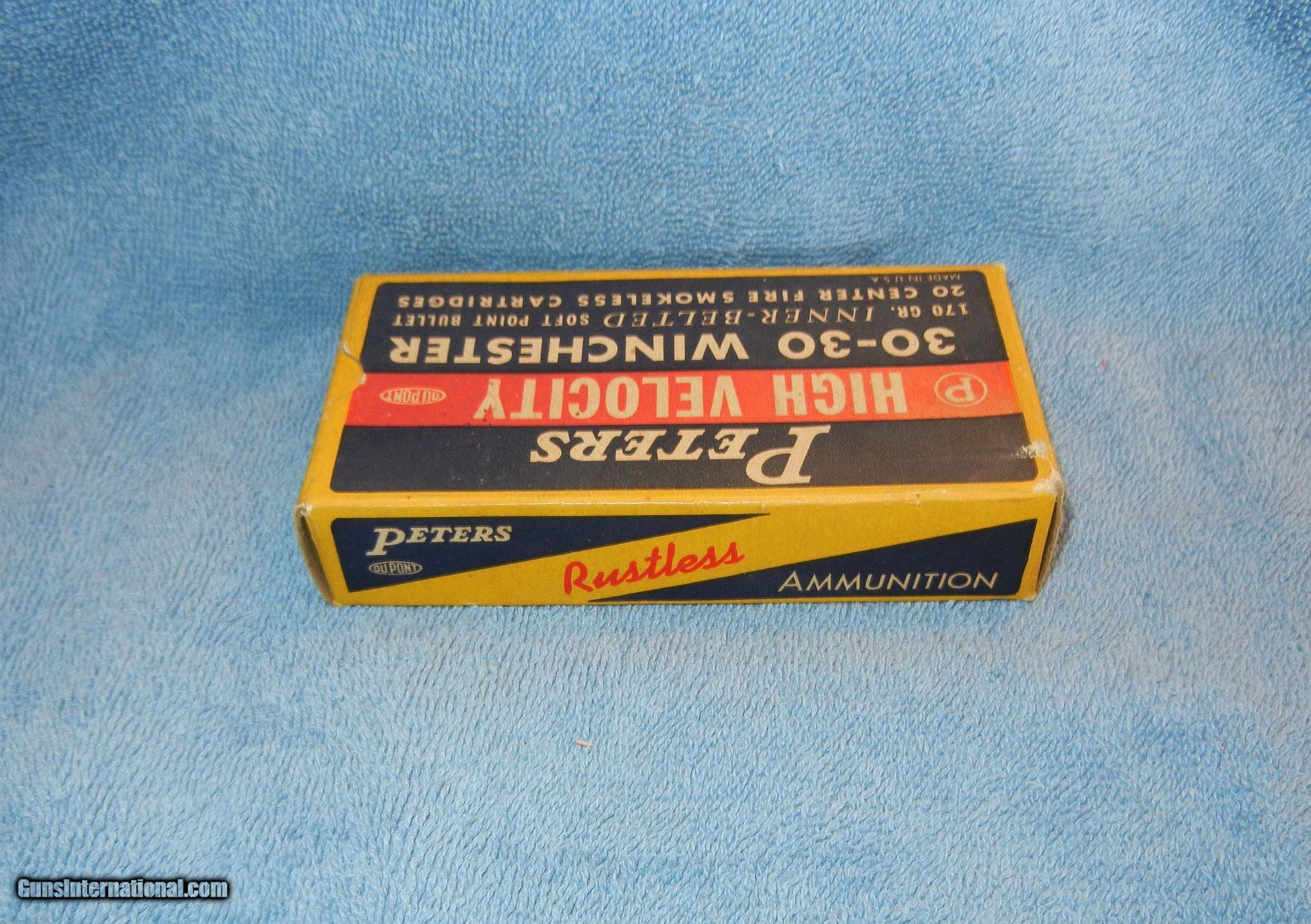 Original Full Box of 20 Vintage Peters 30-30 Winchester High Velocity ...