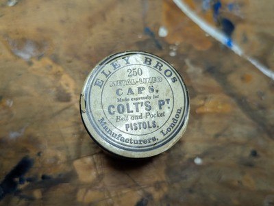 Eley Bros. Cap Container Second generation Colt--faded green label - Image 1 of 2