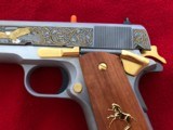 Colt 1911 Spirit of America Edition -- 1 if 500 -- TALO Limited Edition -- 45 ACP Stainless Steel Engraved and Gold Inlaid - 6 of 10
