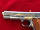 Colt 1911 Spirit of America Edition -- 1 if 500 -- TALO Limited Edition -- 45 ACP Stainless Steel Engraved and Gold Inlaid - 7 of 10