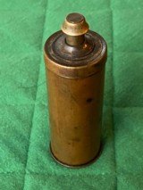 Fine Unmarked Brass Two-Compartment Cylindrical Flask for Antique Pistol/Revolver. - 1 of 5