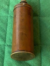 Fine Unmarked Brass Two-Compartment Cylindrical Flask for Antique Pistol/Revolver. - 2 of 5