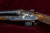 EXCLUSIVE TRUE PAIR JOHN WILKES EXHIBITION QUALITY SIDELOCK 10 BORE SHOTGUNS, GOLD ENGRAVED BY RENOWNED MASTER KEN HUNT. - 8 of 15