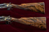 EXCLUSIVE TRUE PAIR JOHN WILKES EXHIBITION QUALITY SIDELOCK 10 BORE SHOTGUNS, GOLD ENGRAVED BY RENOWNED MASTER KEN HUNT. - 2 of 15