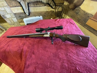 Krieghoff Trumpdural drillings with 22 lr insert in butt stock