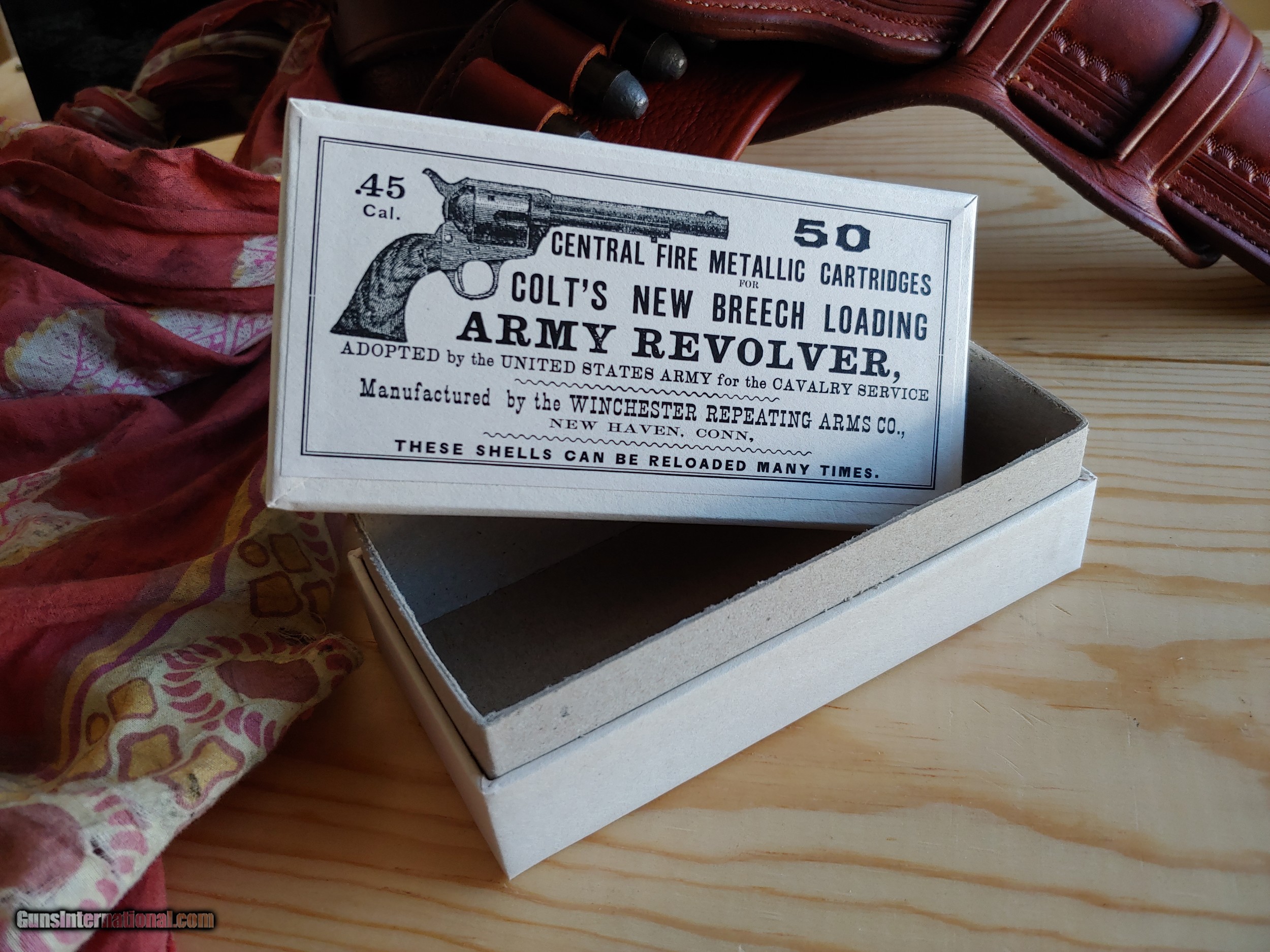 Reproduction vintage early Winchester .45 Colt Cartridge Box for sale