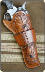Holster - Lawrence Right hand holster for Colt Single Action 4 3/4 inch barrel floral carved - 1 of 9