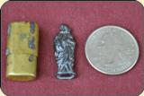 Small Civil War era soldier's pocket religious saint, statue in brass case - 5 of 9