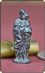 Small Civil War era soldier's pocket religious saint, statue in brass case - 1 of 9