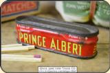 Antique Match Safe, a miniature Prince Albert Tobacco can . This is a very old match safe. The top is hinged and is tight. The bottom has the PRINCE A - 2 of 7