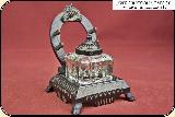Antique Cast Iron Peck, Stow & Wilcox Co. Horseshoe Inkwell Stand with Pressed Glass Ink Reservoir - 2 of 11