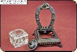 Antique Cast Iron Peck, Stow & Wilcox Co. Horseshoe Inkwell Stand with Pressed Glass Ink Reservoir - 5 of 11