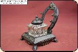 Antique Cast Iron Peck, Stow & Wilcox Co. Horseshoe Inkwell Stand with Pressed Glass Ink Reservoir - 3 of 11