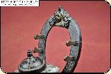 Antique Cast Iron Peck, Stow & Wilcox Co. Horseshoe Inkwell Stand with Pressed Glass Ink Reservoir - 7 of 11
