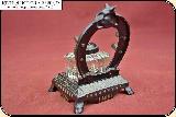 Antique Cast Iron Peck, Stow & Wilcox Co. Horseshoe Inkwell Stand with Pressed Glass Ink Reservoir - 4 of 11