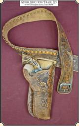 Hand tooled single loop right side holster - 1 of 15