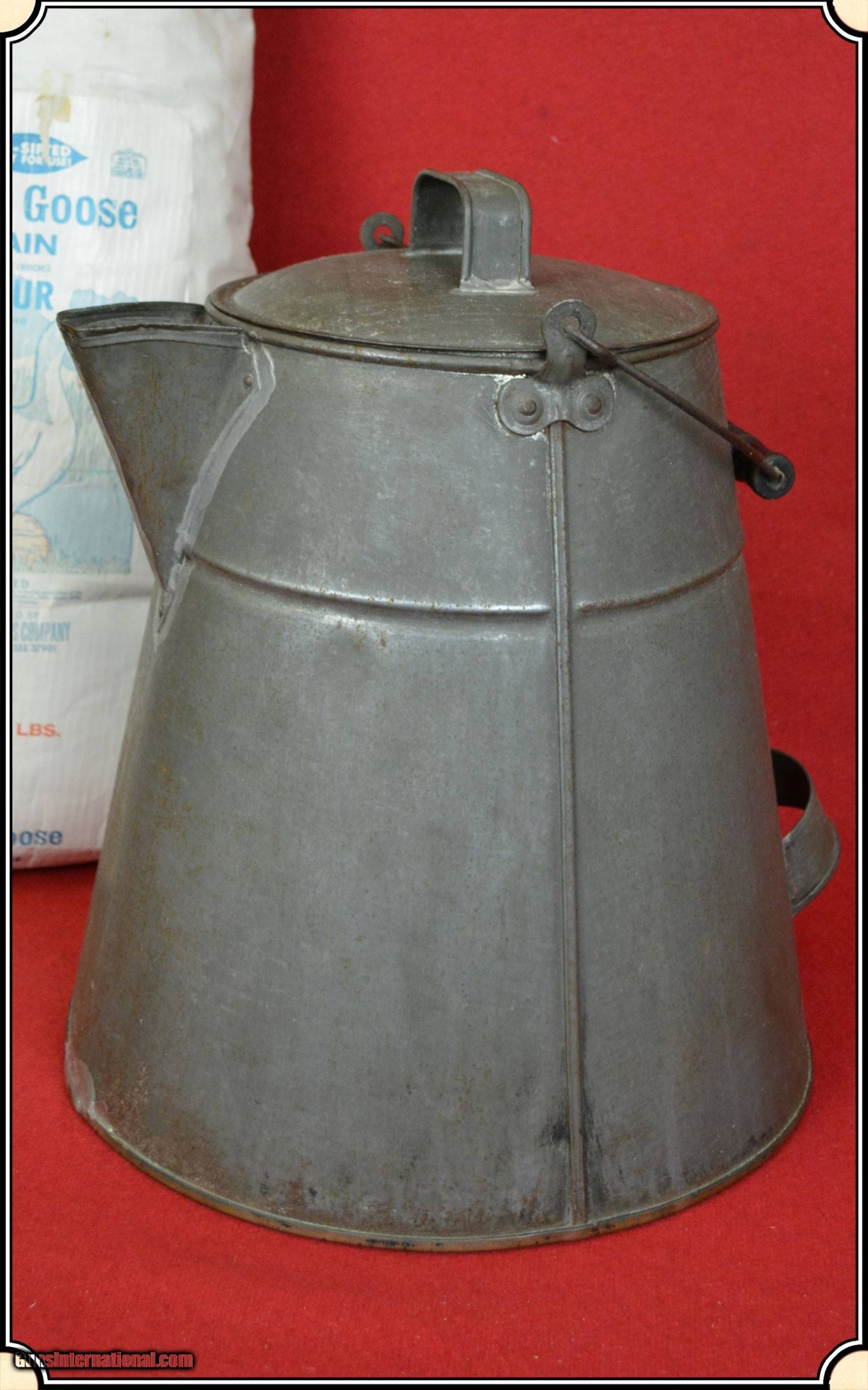 Large Tin Cowboy Coffee Pot with Copper Bottom