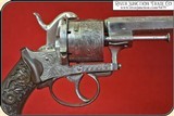Factory Engraved Double Action Pinfire Revolver by A. Francotte - 3 of 17