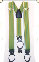 Y-Back Old-timer Green Stripe Suspenders