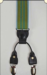 Suspenders - Y-Back Old-timer Green Stripe Suspenders with clips - 2 of 9